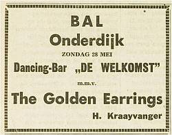 1967-05-28 Golden Earrings show ad Onderdijk Noord Hollands Dagblad May 27 1967